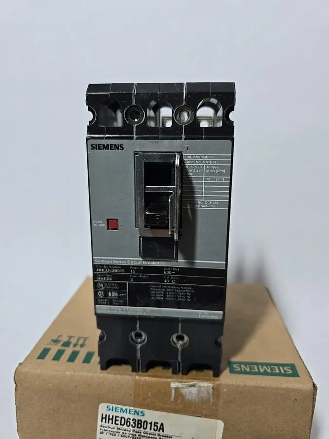 Автоматический выключатель SIEMENS HHED63B015 15AMP 3-P 600V SENTRON Circuit Bre