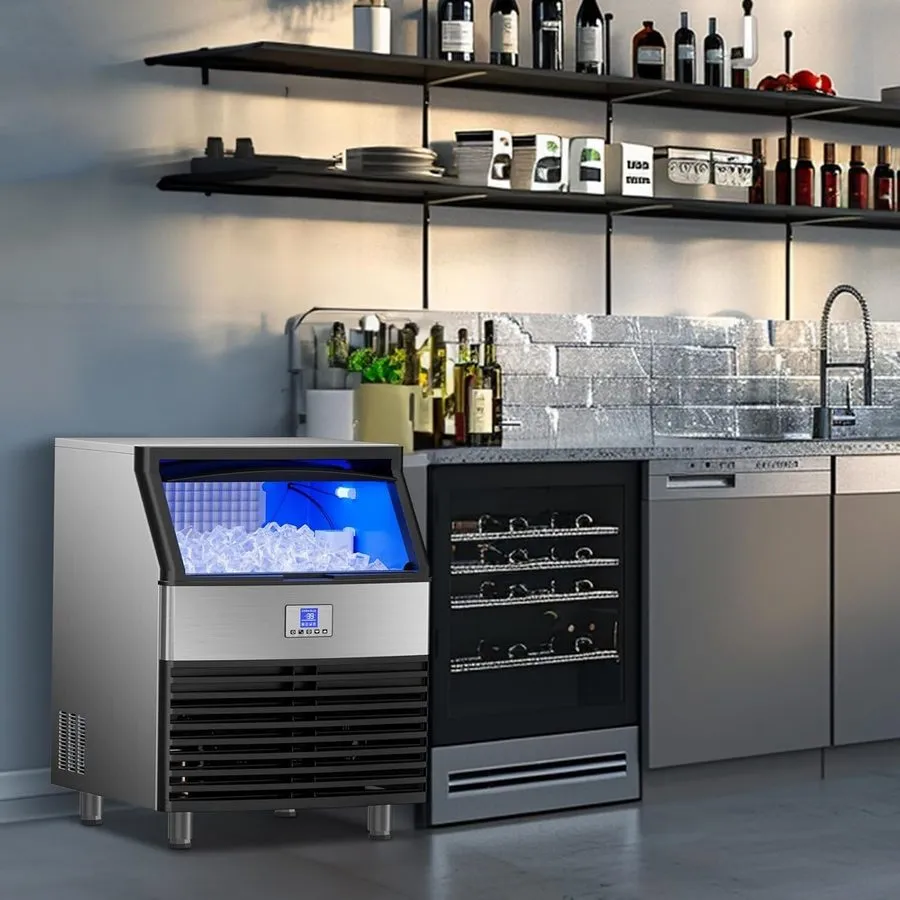 Льдогенератор Commercial Ice Maker Machine 450LBS/24H, Stainless Steel Undercoun