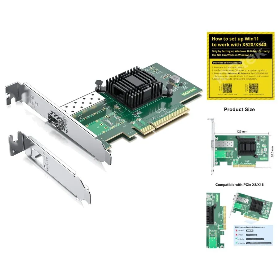Сетевая карта High-Speed 10Gb PCI-E NIC with Intel 82599EN Dual OS Support: Wind