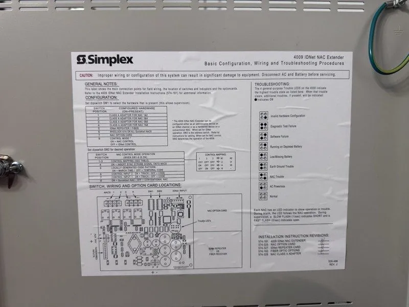 Объектив Simplex 4009-9201 IDNet NAC Extender Panel 120VAC Fire Alarm Panel