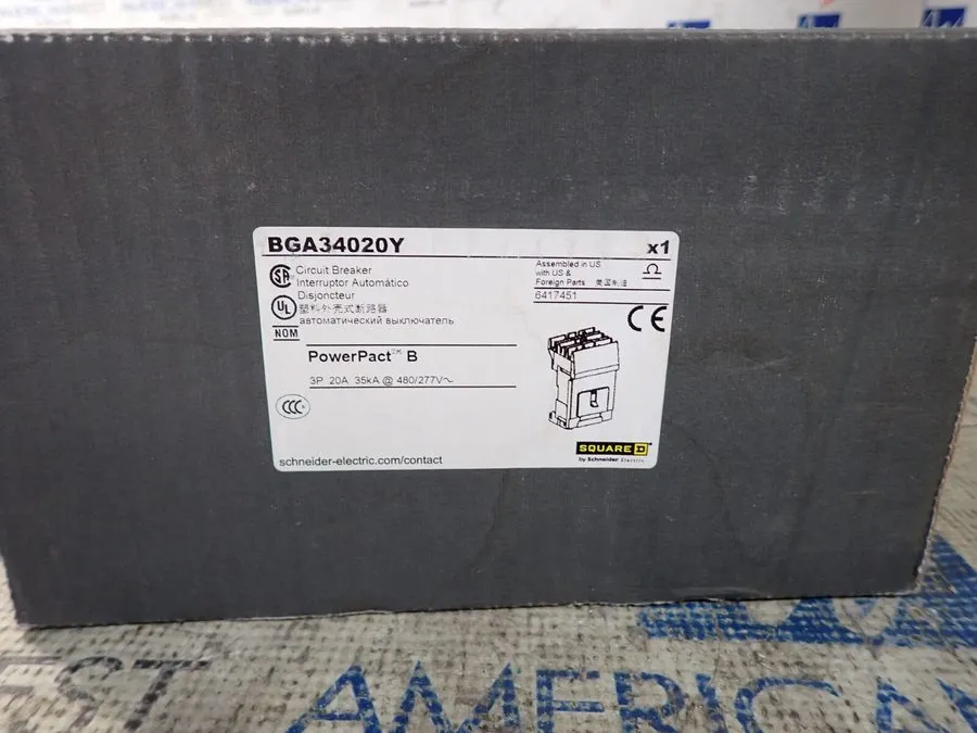 Автоматический выключатель Square D BGA34020Y PowerPact 20A 3-Pole 480V I-Line C