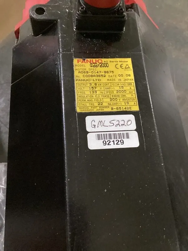 Серводвигатель Fanuc CNC A06B-0147-B675 3.8kW 157VAC 15AMP AC Servo Motor — фото лота 4