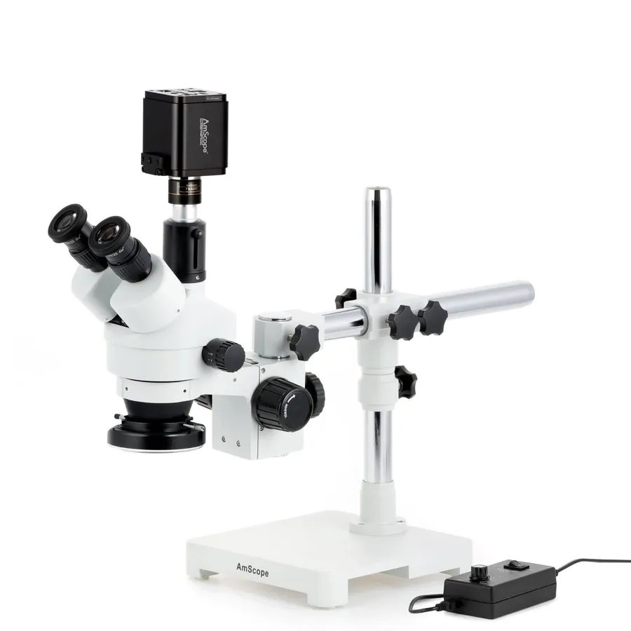Микроскоп AmScope 7X-90X Trinocular Stereo Boom LED Microscope+8MP HDMI/WiFi/LAN
