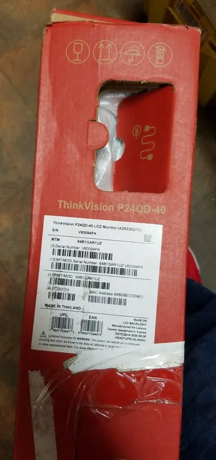 Монитор Lenovo ThinkVision P24QD-40 24 Class WQHD LED Monitor 16:9 Eclipse Black