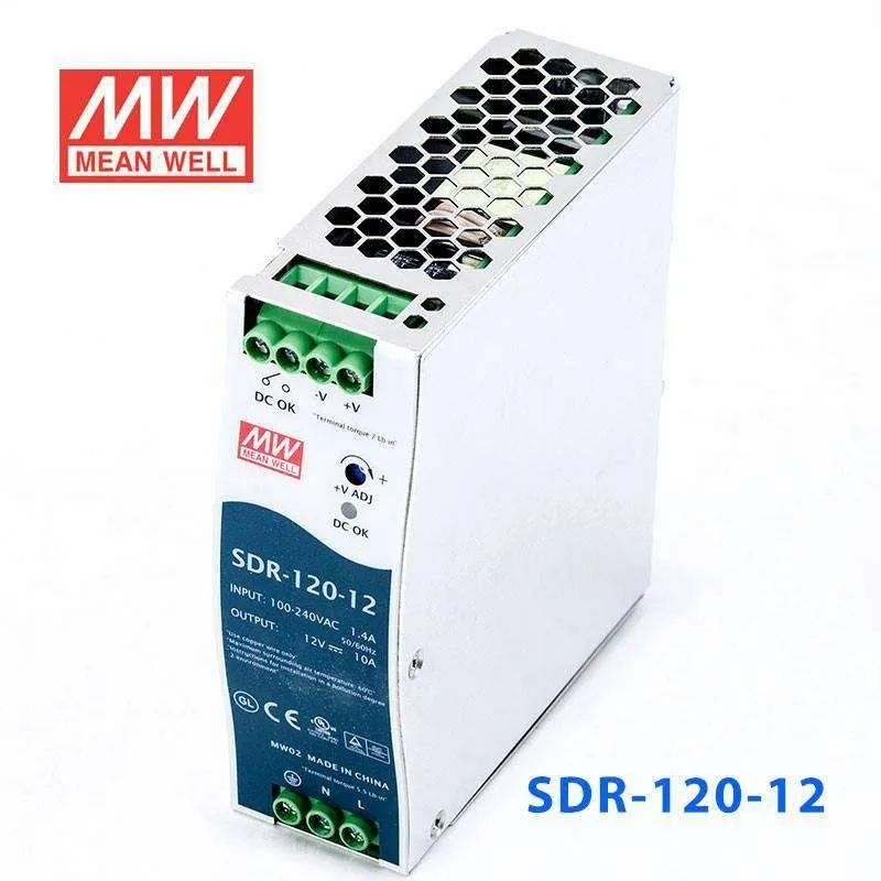 Блок питания MEAN WELL SDR-120-12 AC DC DIN Rail Mount 12VDC 10A Power Supply 12