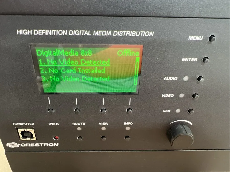Видеокоммутатор Crestron DM-MD8X8-RPS 8x8 Media Switcher w/ 4K DSP & Fiber Cards — фото лота 2