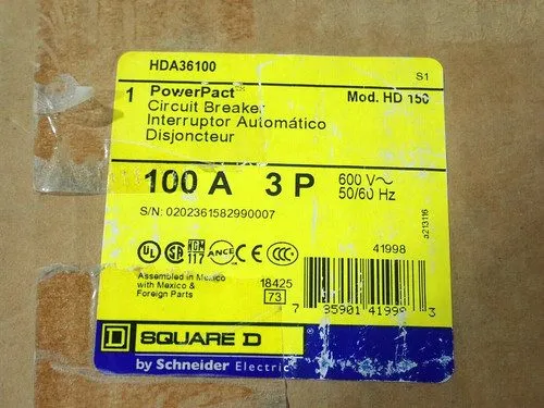 Автоматический выключатель Square D HDA36100 3 Pole 100 Amp 600 Volt 18kA@480V I