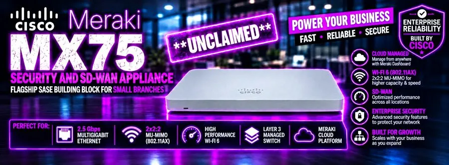 Маршрутизатор Cisco Systems Meraki MX75 Router/Security Appliance (MX75-HW) — фото лота 1