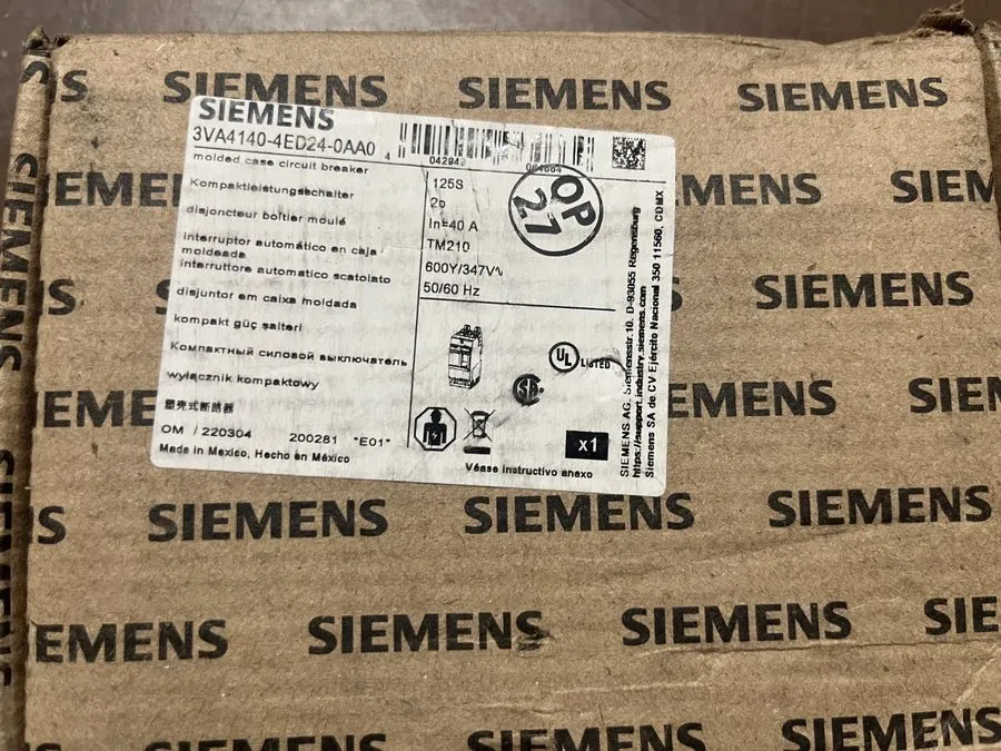 Автоматический выключатель Siemens 3VA4140-4ED24-0AA0 40A 2p 600Y/347V Molded Ca