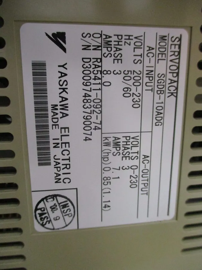 Сервопривод YASKAWA SGDB-10ADG servopack 0.85kw 1.14hp