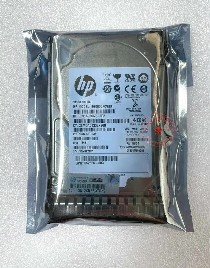Жёсткий диск HPE 652583-B21 653957-001 600GB 10K 2.5" SAS 6G SC ENT HDD Hard Dri
