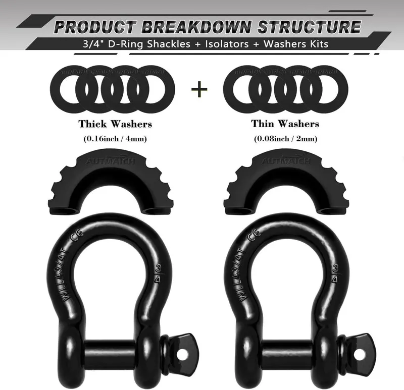 Такелажная скоба D Ring Shackle 3/4" Shackles 41,887Ibs Break Strength Clevis Sh
