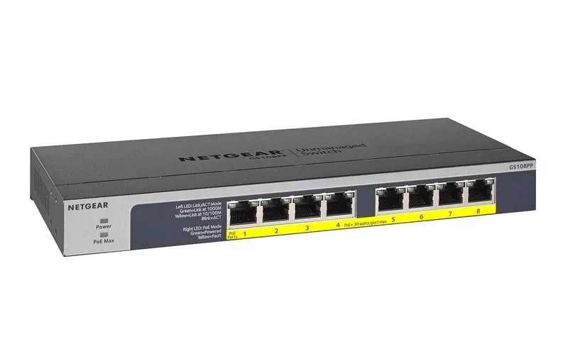 Коммутатор NETGEAR GS108PP 8-Port Gigabit PoE+ Switch 123W Ethernet Unmanaged