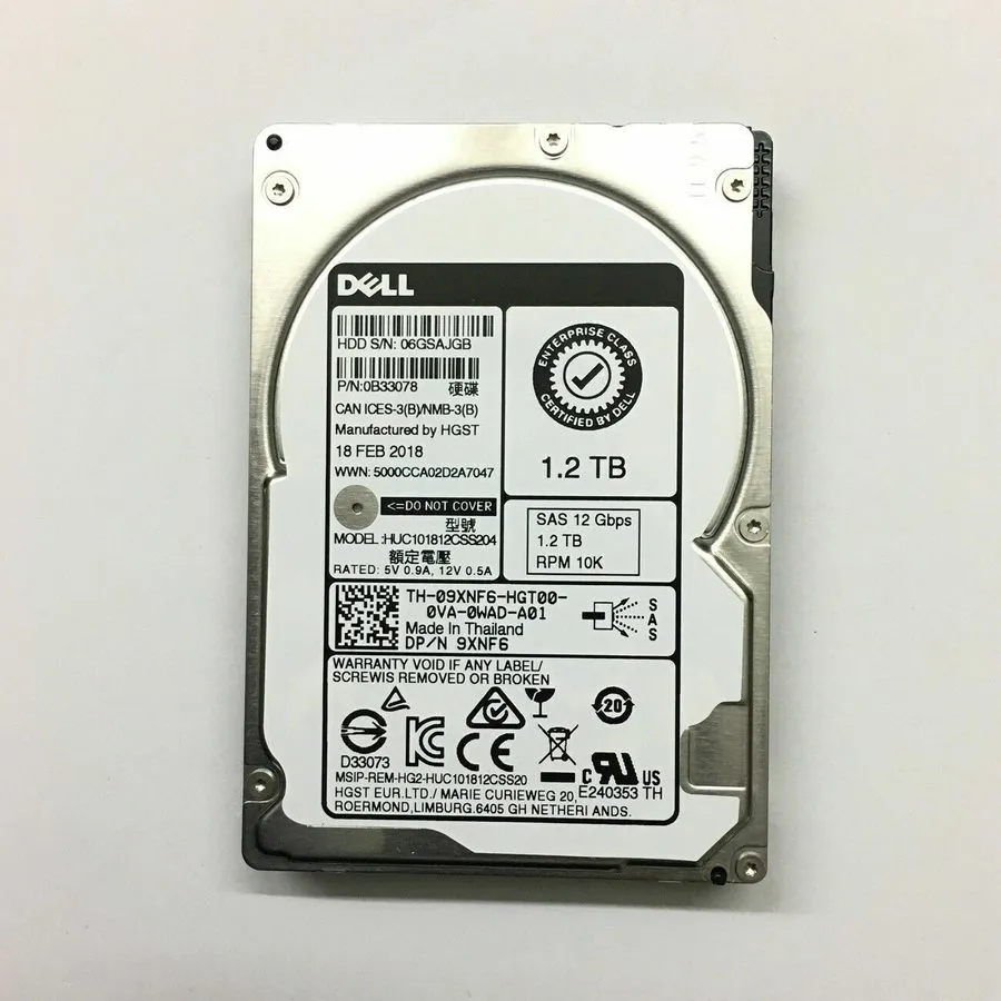 Жёсткий диск Dell 9XNF6 09XNF6 HUC101812CSS204 1.2TB 12G 10K SFF 2.5" SAS HDD HA