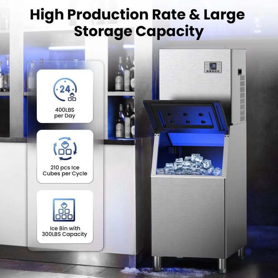 Льдогенератор 550LB/24H Commercial Ice Maker Machine Extra Large Storage Bin, Au — фото лота 2