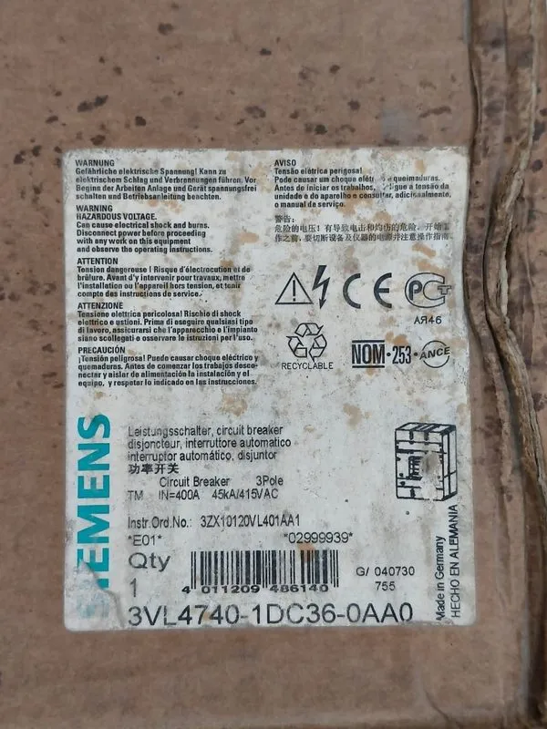 Автоматический выключатель Siemens 3VL4740-1DC36-0AA0 Fixed Molded Case Circuit  — фото лота 2