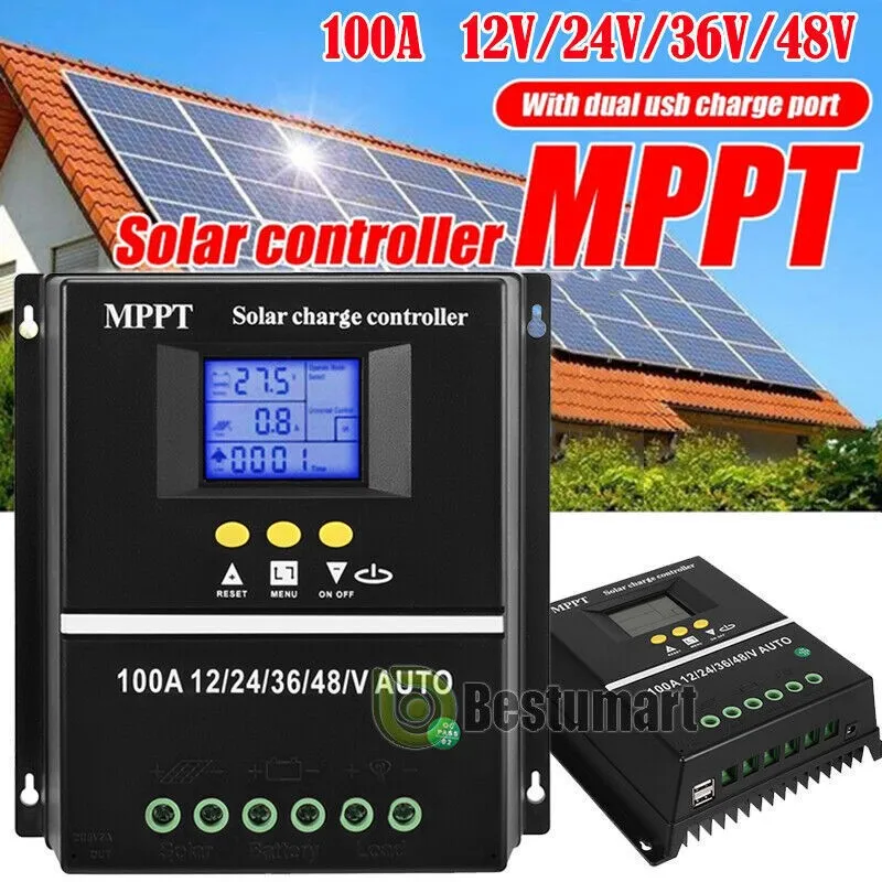 Аккумулятор 2X 4000W 100A MPPT Solar Charge Controller 12V/24V/36V/48V Battery P