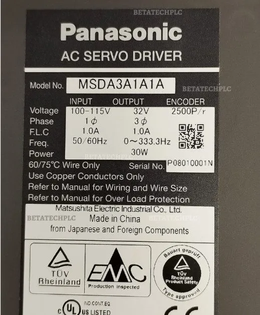 Сервопривод MSDA3A1A1A Panasonic MINAS A Series Servo Driver voltage 100-115V