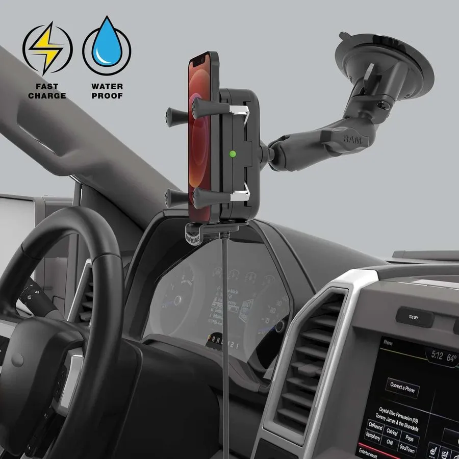 Вакуумная присоска RAM-B-166-UN12W-1 RAM Mount Tough-Charge 15W Wireless Chargin — фото лота 1