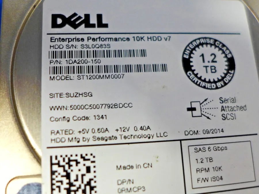 Жёсткий диск DELL 0RMCP3 1.2TB 10K 2.5‘’ 6Gbps SAS ENT HDD ST1200MM0007 Hard Dri