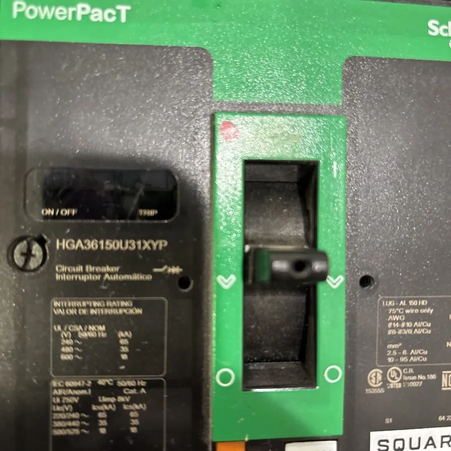 Автоматический выключатель HGA36150U31X Square D 150 Amp 600V 3 Pole 35kA@480V I — фото лота 1