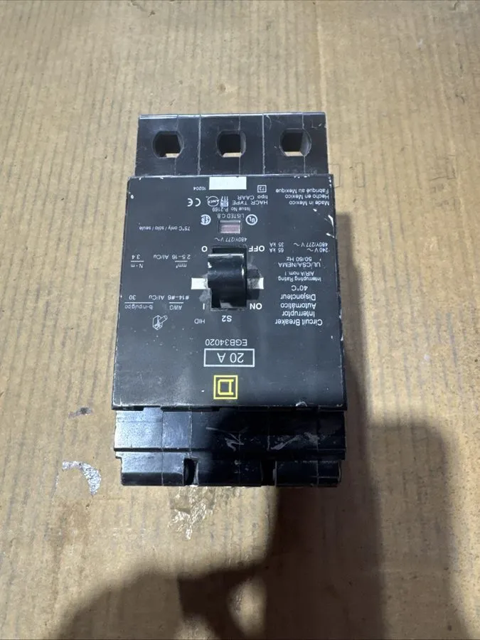 Автоматический выключатель Square D EGB EGB34020LC 3 Pole 20 Amp 480v Circuit Br