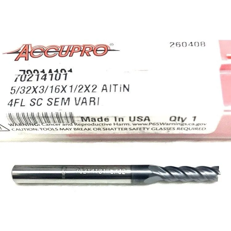 Режущий инструмент Accupro 5/32" 4FL Square End Mill Solid Carbide AlTiN 7021410