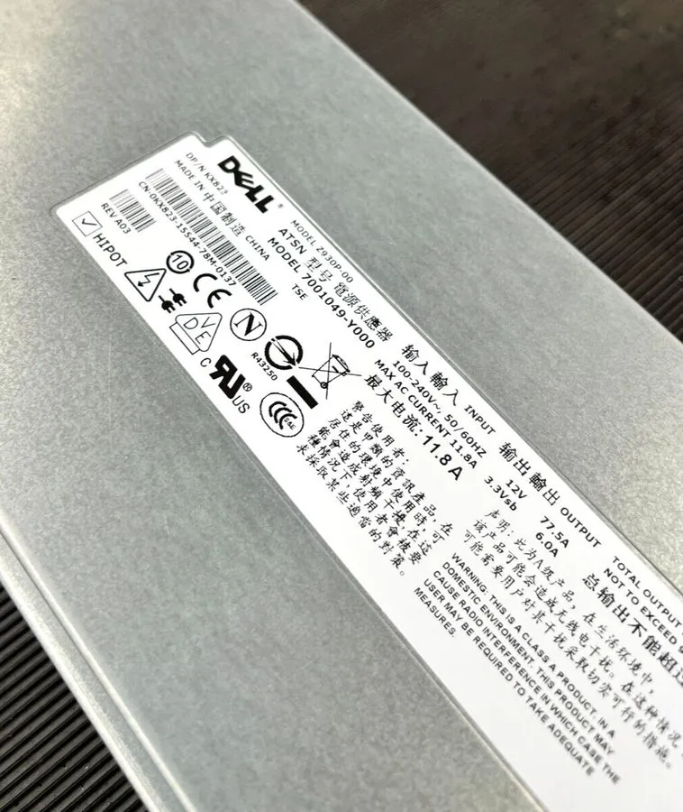 Блок питания DELL POWEREDGE SERVER 2900 930 WATT POWER SUPPLY 0KX823, Z930P-00