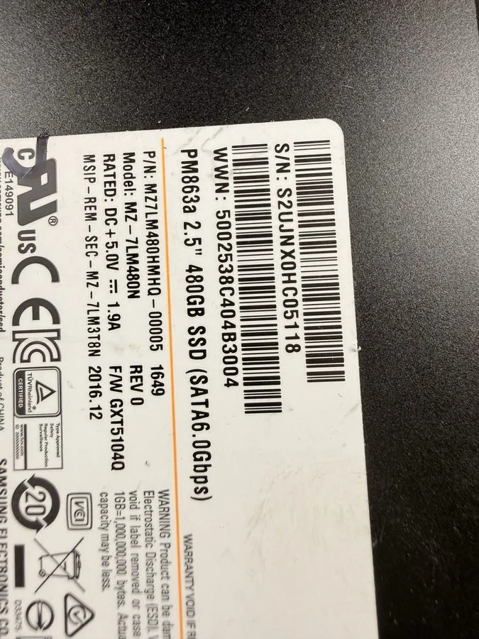 SSD-накопитель Samsung PM863a 2.5” 480GB SATA 6Gb/s Enterprise SSD MZ-7LM480N F/