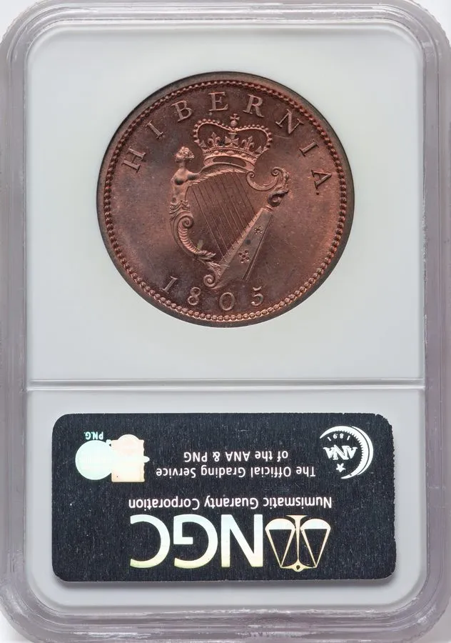 Лабораторный прибор Ireland 1805 George III Penny NGC PF65RB STUNNING EARLY PROO — фото лота 1