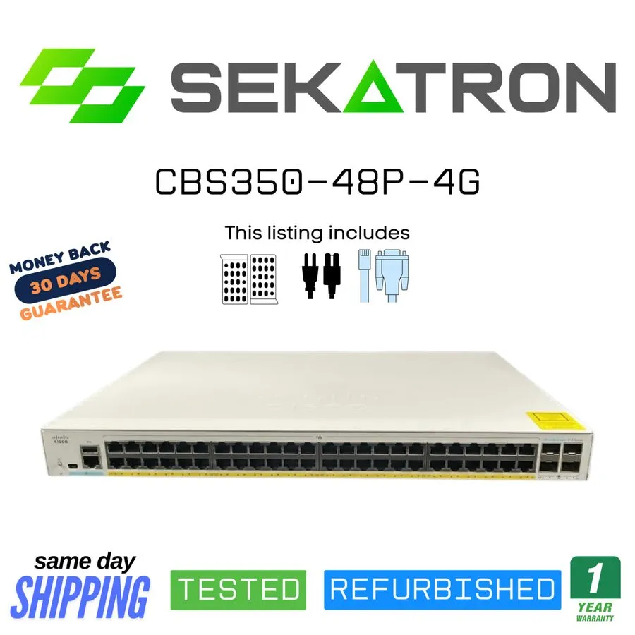 Коммутатор Cisco CBS350-48P-4G 48-Port Gigabit PoE+ Managed Switch 370W 4x SFP