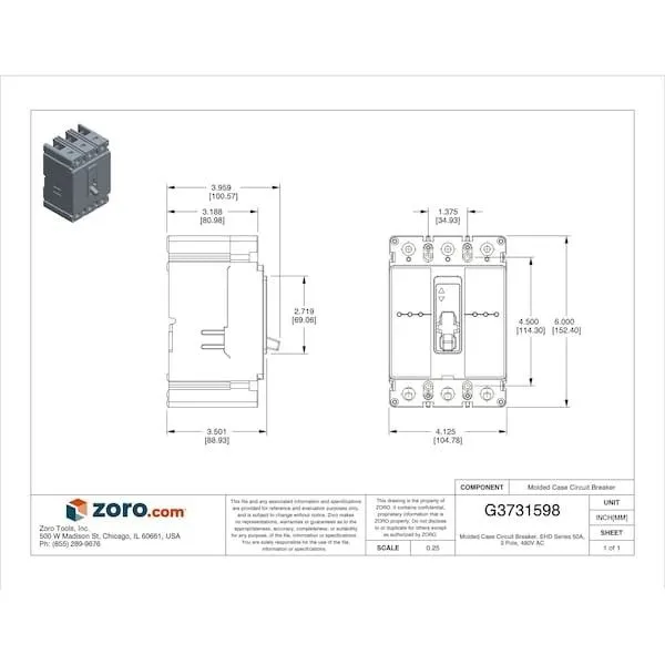 Автоматический выключатель Eaton Ehd3050 Molded Case Circuit Breaker, 50 A, 480V