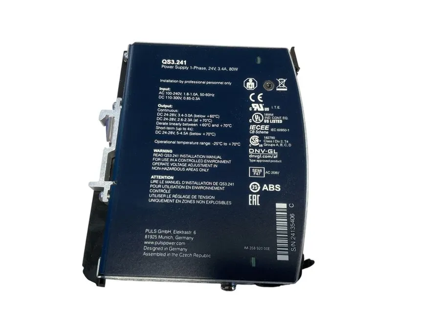 Блок питания Pulse DIN Rail Power Supply 24 V/DC 3.4 A 80 W Power Supply QS3.241
