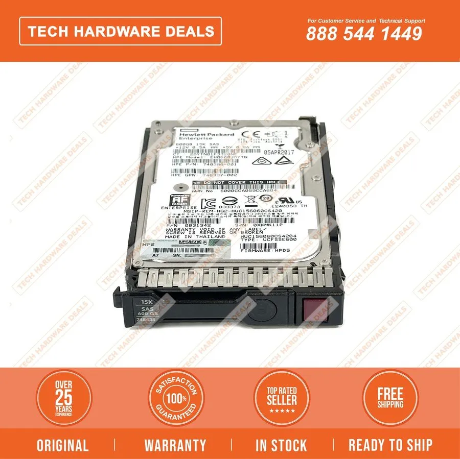 Жёсткий диск NewHP 748387-B21 748435-001 600GB SAS 12G 15K SFF 2.5IN SC 512E ENT