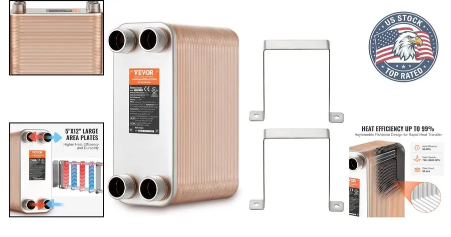 Климатическое оборудование Stainless Steel Brazed Plate Heat Exchanger 5x12'', 7 — фото лота 1