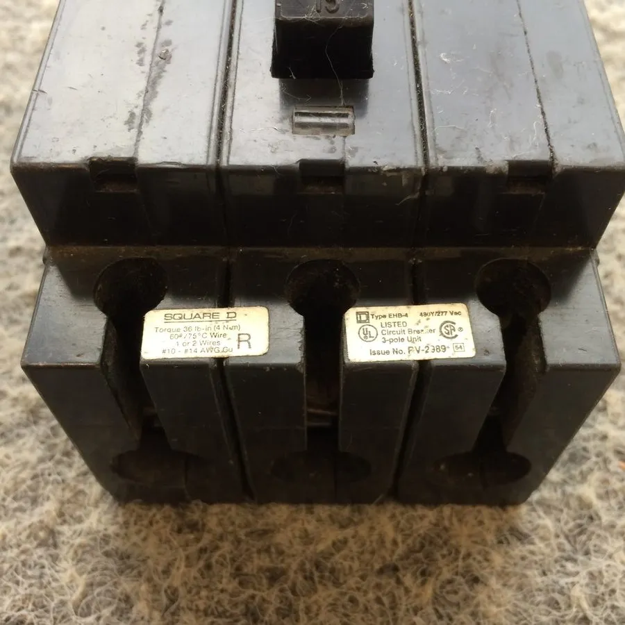 Автоматический выключатель SQUARE D EHB EHB34015 3 POLE 15 AMP 480V CIRCUIT BREA — фото лота 1