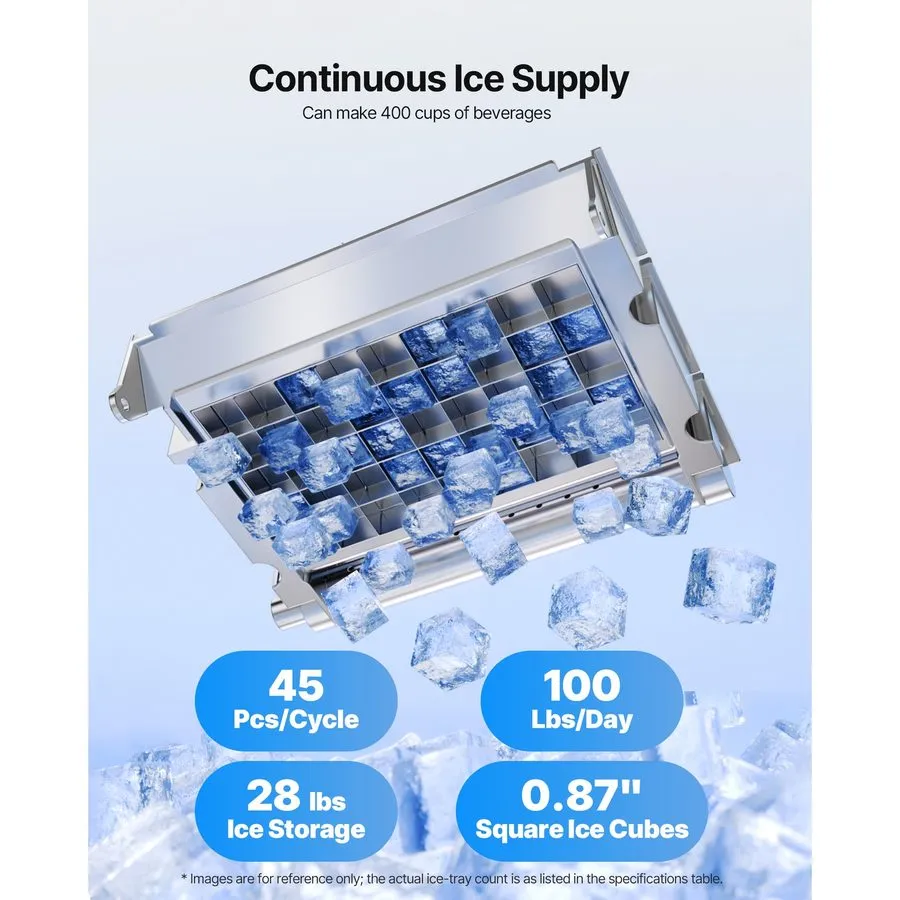Льдогенератор Commercial Ice Maker Machine,100lbs/24H Stainless Steel Ice Machin