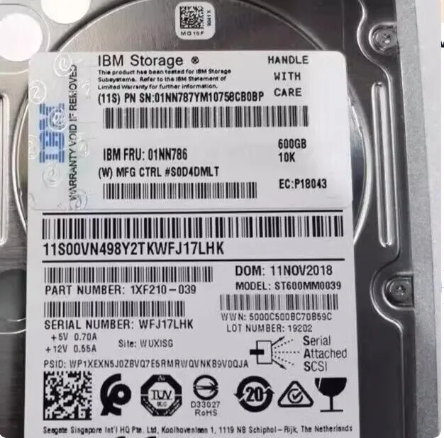 Жёсткий диск IBM 01NN786 01NN787 600GB 10K SAS 2.5'' 00VN498 Hard Drive HDD