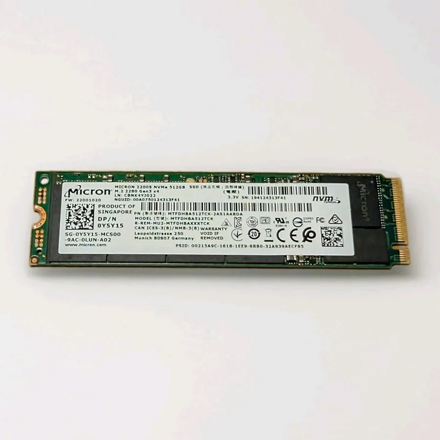 SSD-накопитель Micron 512Gb SSD M.2 2280 NVMe Gen3 x4 Solid State Drive MTFDHBA5