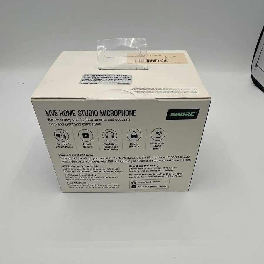 Микрофон Shure MV5-DIG Digital Condenser Microphone (Grey/Silver) Mic MV5 — фото лота 1