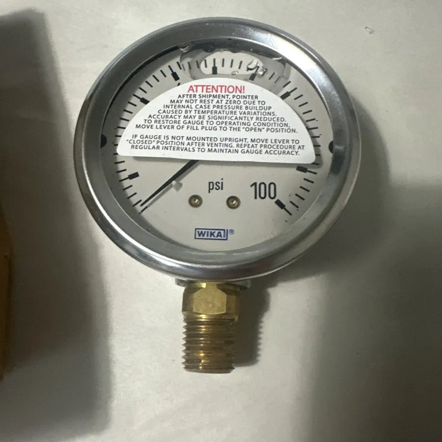 Трубопроводная арматура WIKA 213.53 Pressure Gauge 0-100 PSI 2.5” 1/4” NPT Lower — фото лота 1