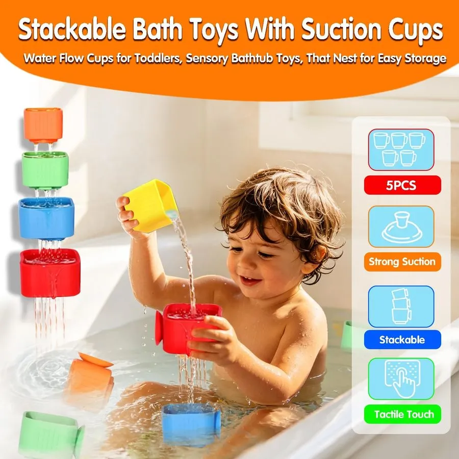 Вакуумная присоска Suction Cup Bath Toys Waterfall Stacking Cups Toddlers XC-006 — фото лота 1