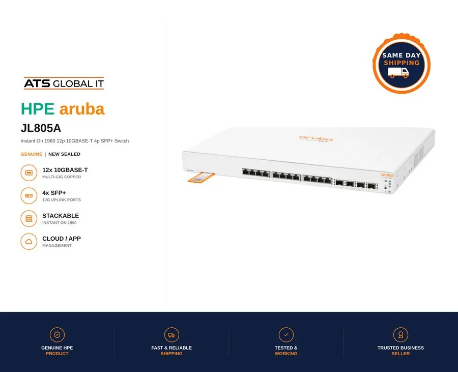 Коммутатор JL805A Aruba Instant On 1960 12-Port 10GbE Switch 4x SFP+ Rackmount
