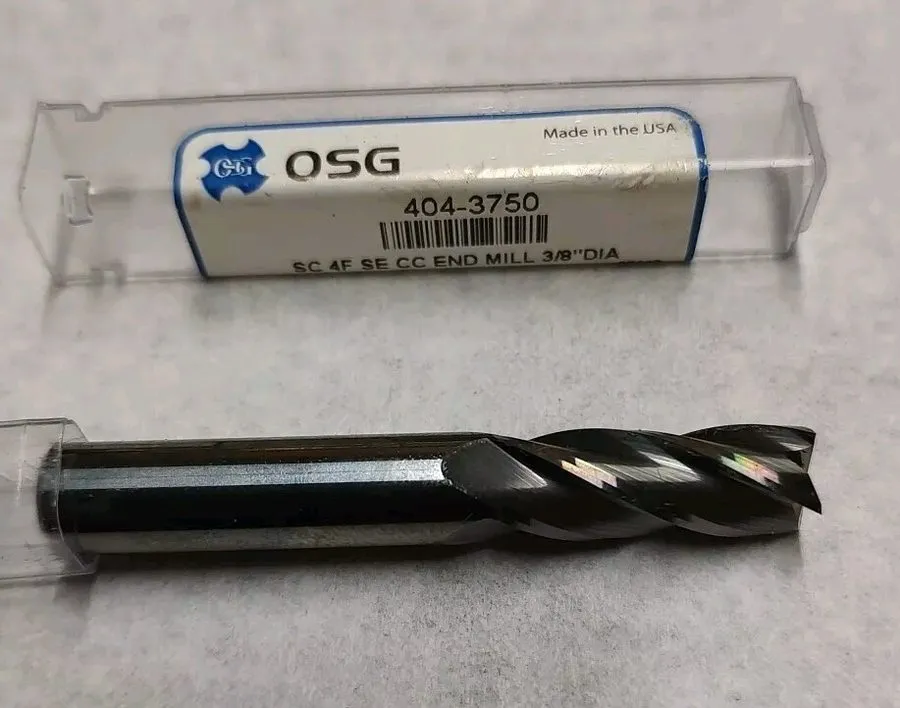 Режущий инструмент OSG 3/8 Carbide Endmill 404-3750 SC 4 FL SE CC Endmill 1” LOC — фото лота 1