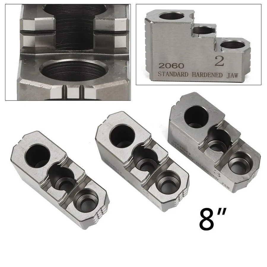 Патрон 8'' Hard Chuck Jaws 1.5mmx60 CNC Lathe 3 Set Lathe Chuck 3 Holes 2 Steps