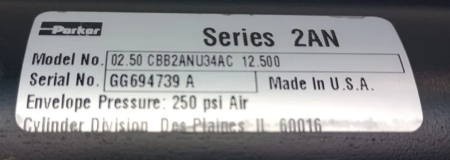 Пневмоцилиндр PARKER CBB2ANU34AC SERIES 2AN PNEUMATIC CYLINDER, 2.5" X 7.5"