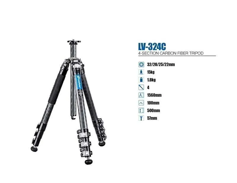 Оборудование видеонаблюдения Leofoto Carbon Fiber Video Tripod LV-324C 4 Section
