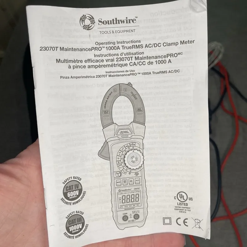 Тестер SOUTHWIRE (23030T) MAINTENANCEPRO 1000A TRUE RMS AC CLAMP METER