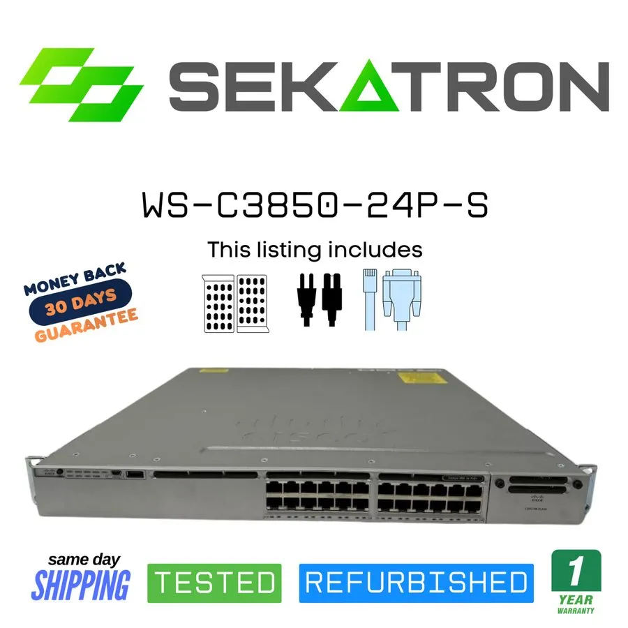 Коммутатор Cisco Catalyst WS-C3850-24P-S Switch 24 Port Gigabit PoE+ 715W