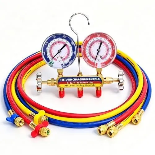 Манометрический коллектор Yellow Jacket HVAC 4-Valve Manifold Gauge Set w/ Hoses — фото лота 1
